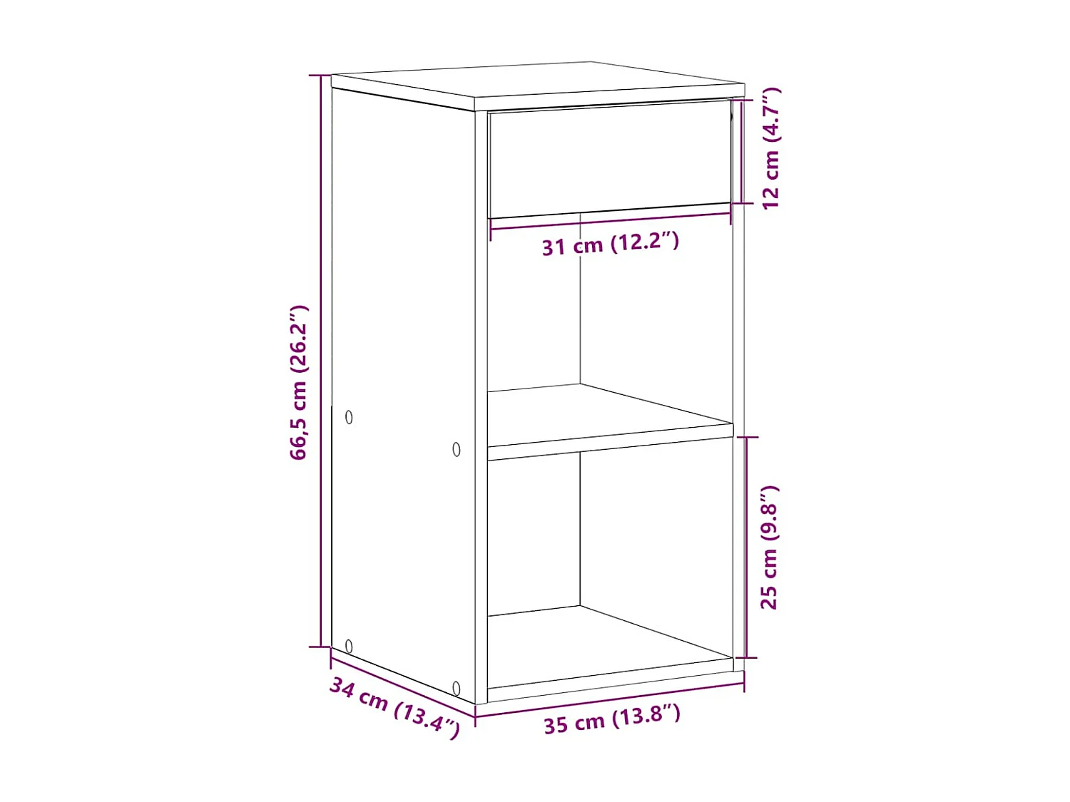Mesas de cabeceira c/ gaveta 2pcs 35x34x66,5cm cinzento cimento