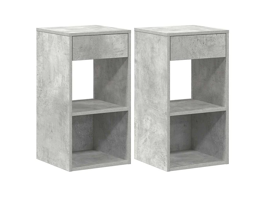 Tables de chevet avec tiroir 2 pcs gris béton 35x34x66,5 cm
