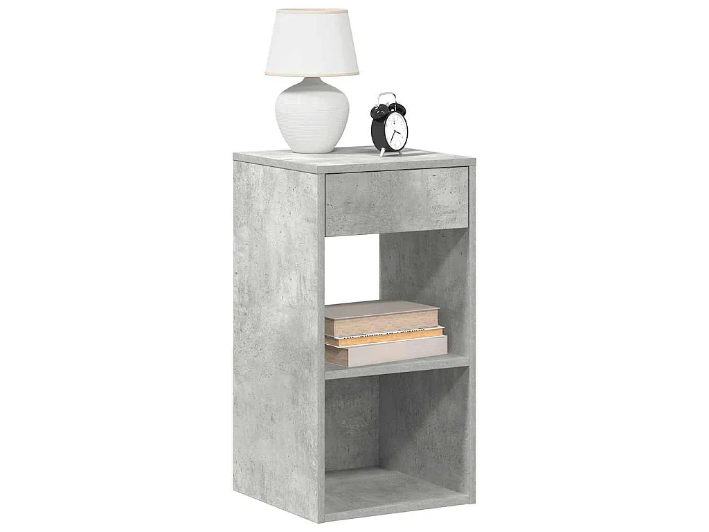 Tables de chevet avec tiroir 2 pcs gris béton 35x34x66,5 cm