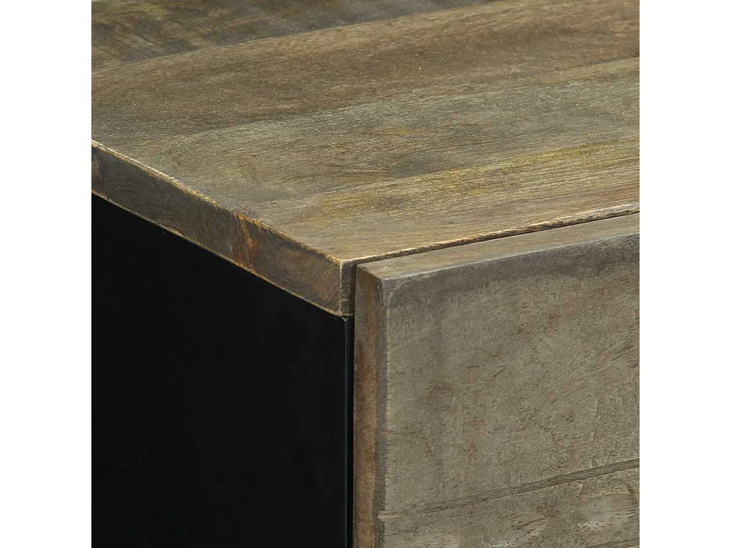 Comodino Grigio Chiaro 50x33x60 cm in Legno Massello di Mango