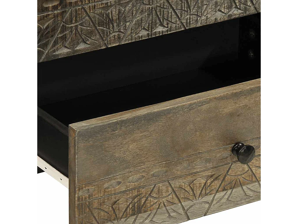 Comodino Grigio Chiaro 50x33x60 cm in Legno Massello di Mango