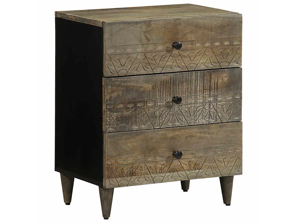 Nachttisch Hellgrau 50x33x60 cm Massivholz Mango