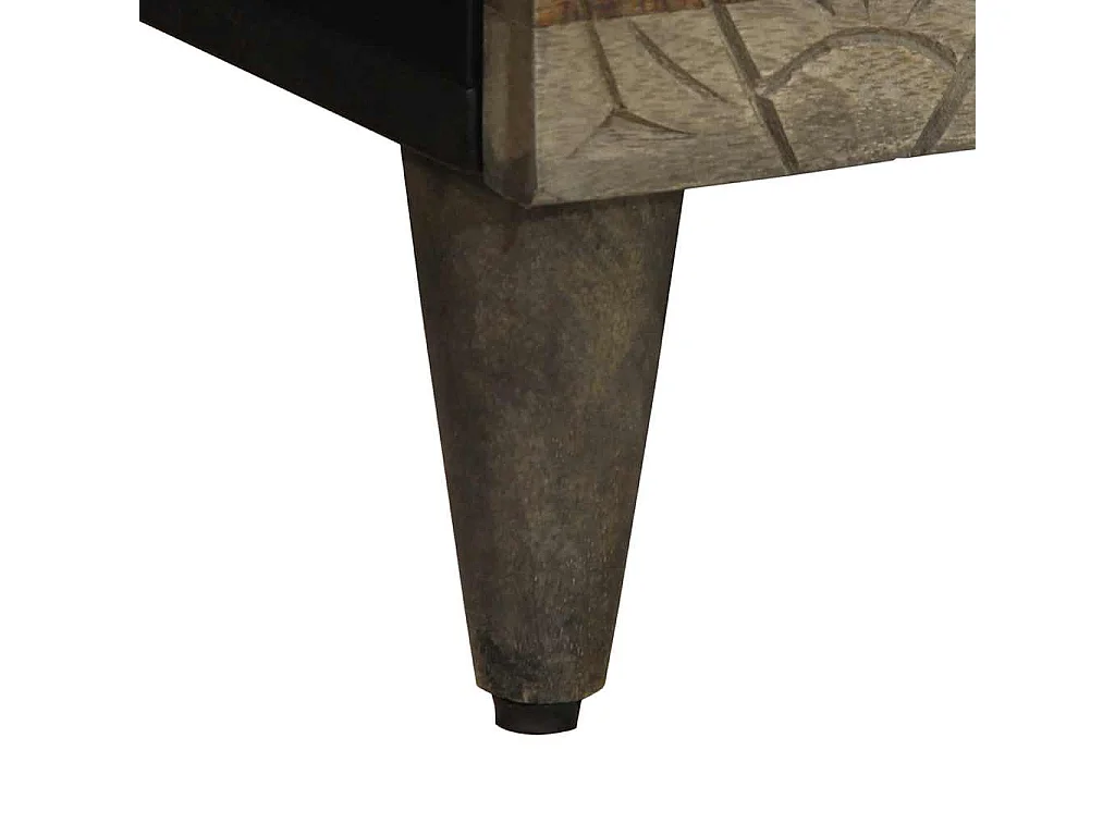 Nachttisch Hellgrau 50x33x60 cm Massivholz Mango