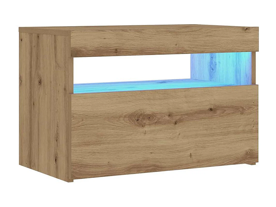 Table de chevet avec lumières LED chêne artisanal 60x35x40 cm