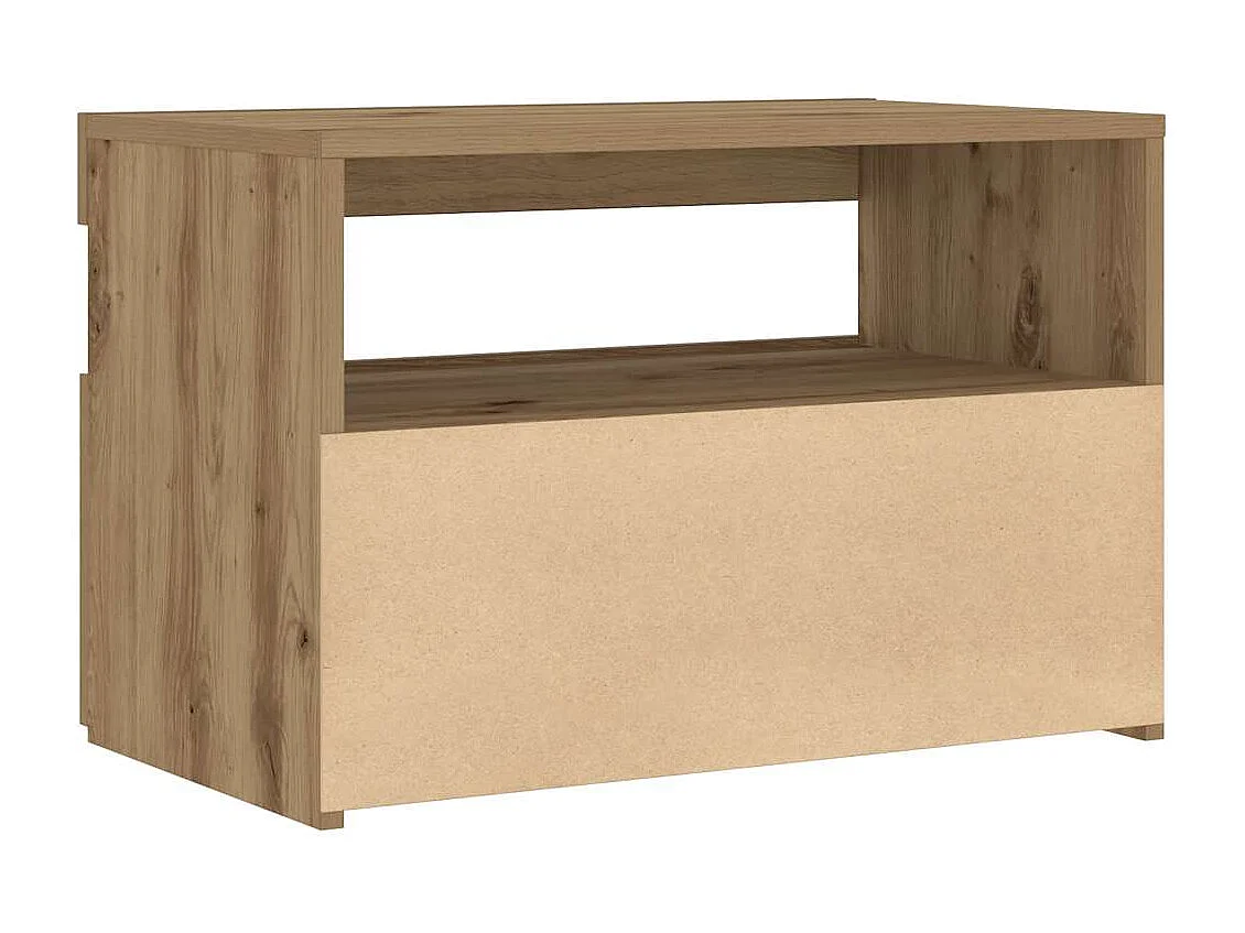 Table de chevet avec lumières LED chêne artisanal 60x35x40 cm