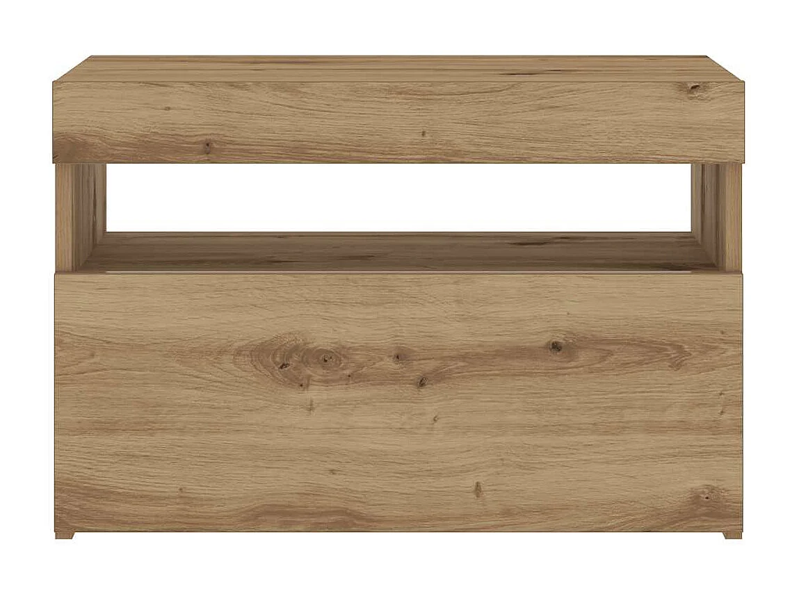 Table de chevet avec lumières LED chêne artisanal 60x35x40 cm