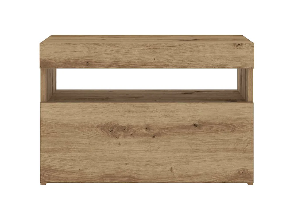 Comodino con LED Rovere Artigianale 60x35x40 cm in Truciolato