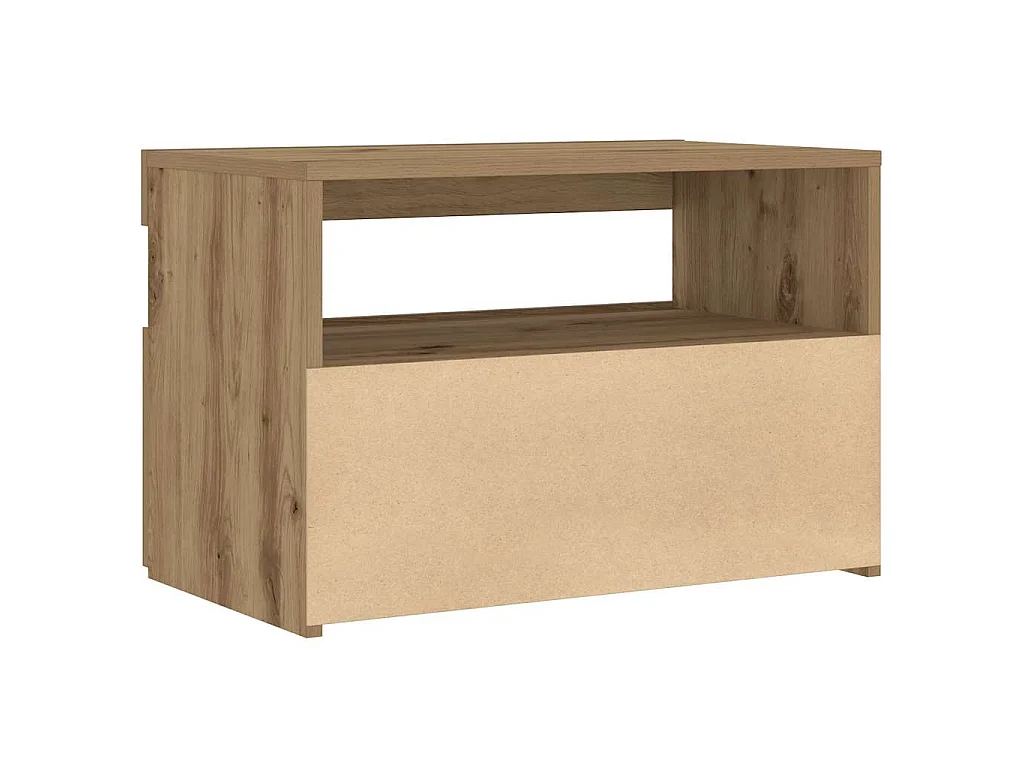 Comodino con LED Rovere Artigianale 60x35x40 cm in Truciolato