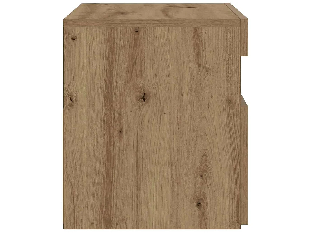 Comodino con LED Rovere Artigianale 60x35x40 cm in Truciolato