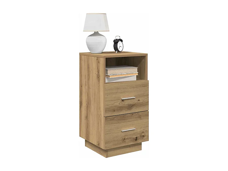 Nachtkastje met 2 lades 36x36x68 cm artisanaal eikenkleurig