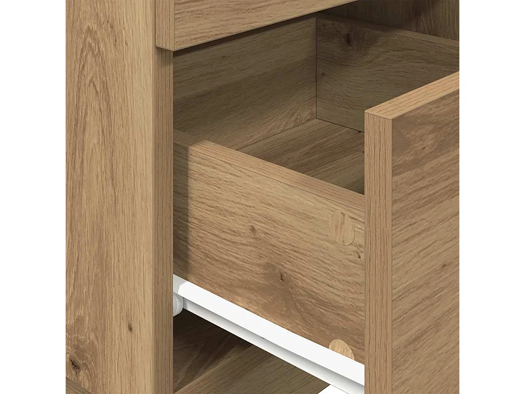 Table de chevet avec 2 tiroirs chêne artisanal 36x36x68 cm