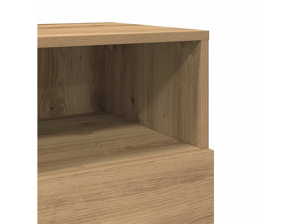 Table de chevet avec 2 tiroirs chêne artisanal 36x36x68 cm