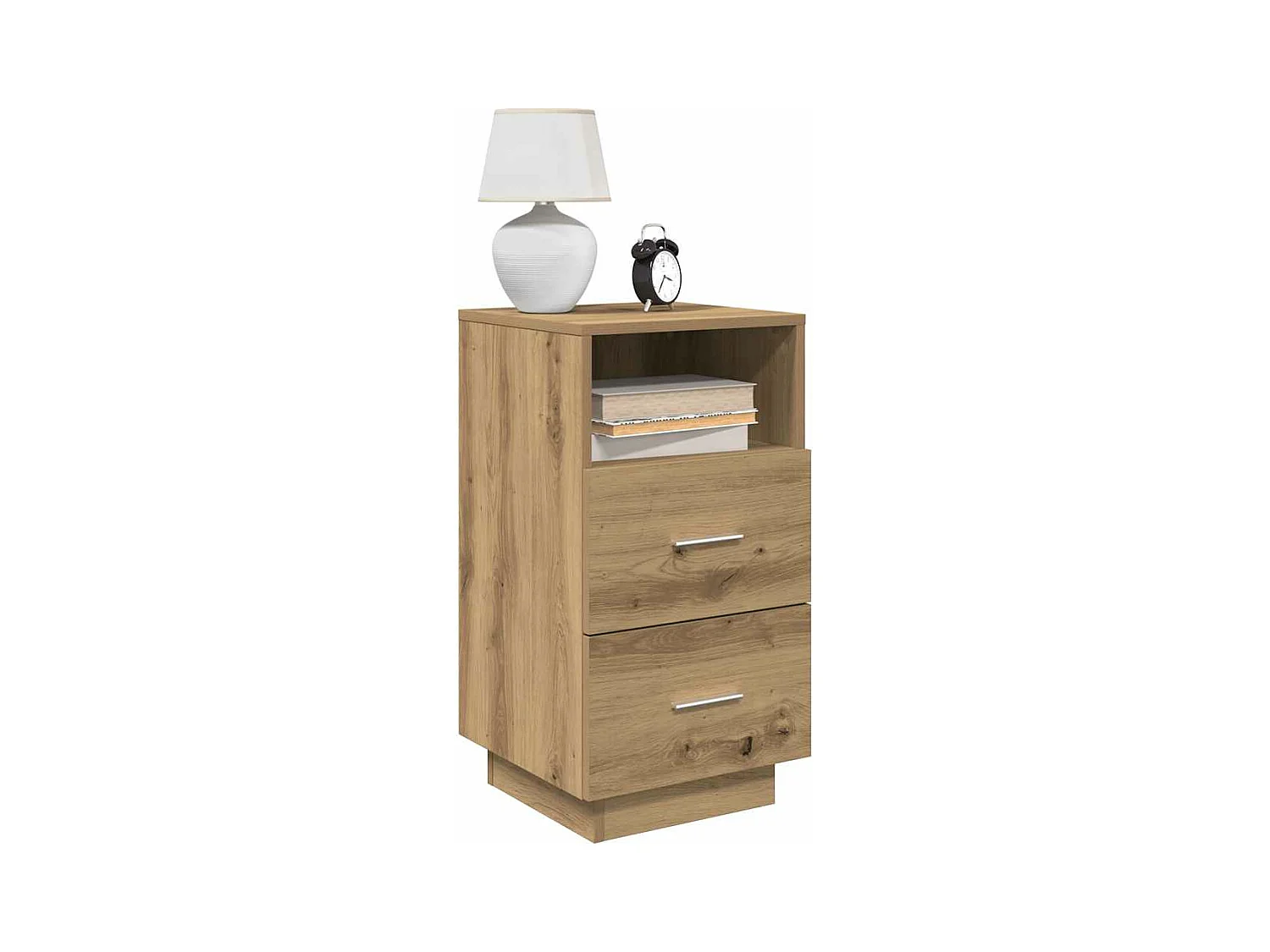 Nachtkastje met 2 lades 36x36x68 cm artisanaal eikenkleurig