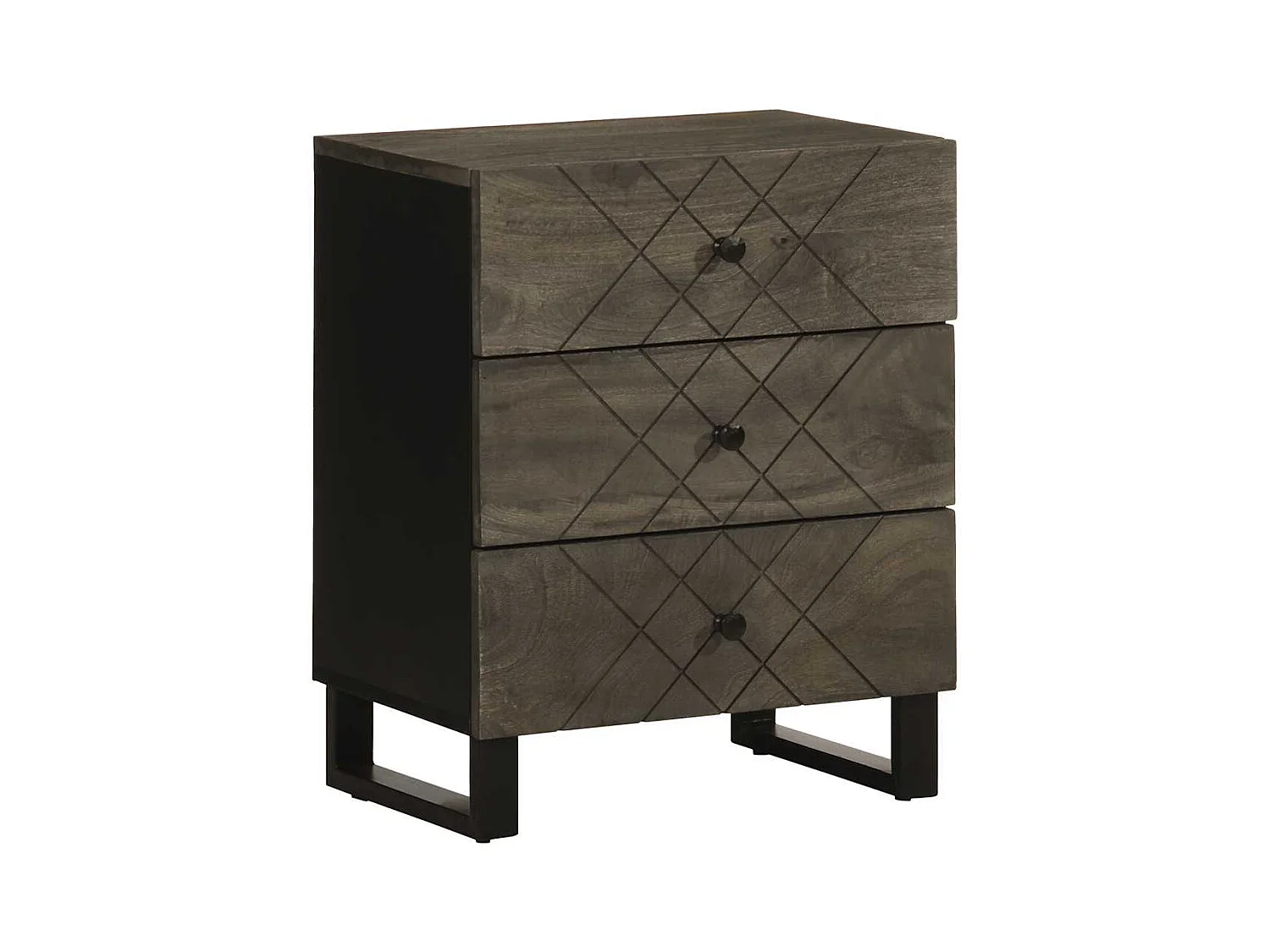 Table de chevet noir 50x33x62 cm bois de manguier solide
