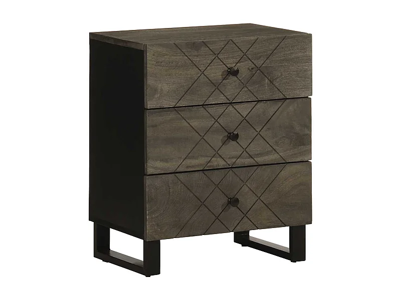 Mesilla de noche negra 50x33x62 cm madera maciza mango