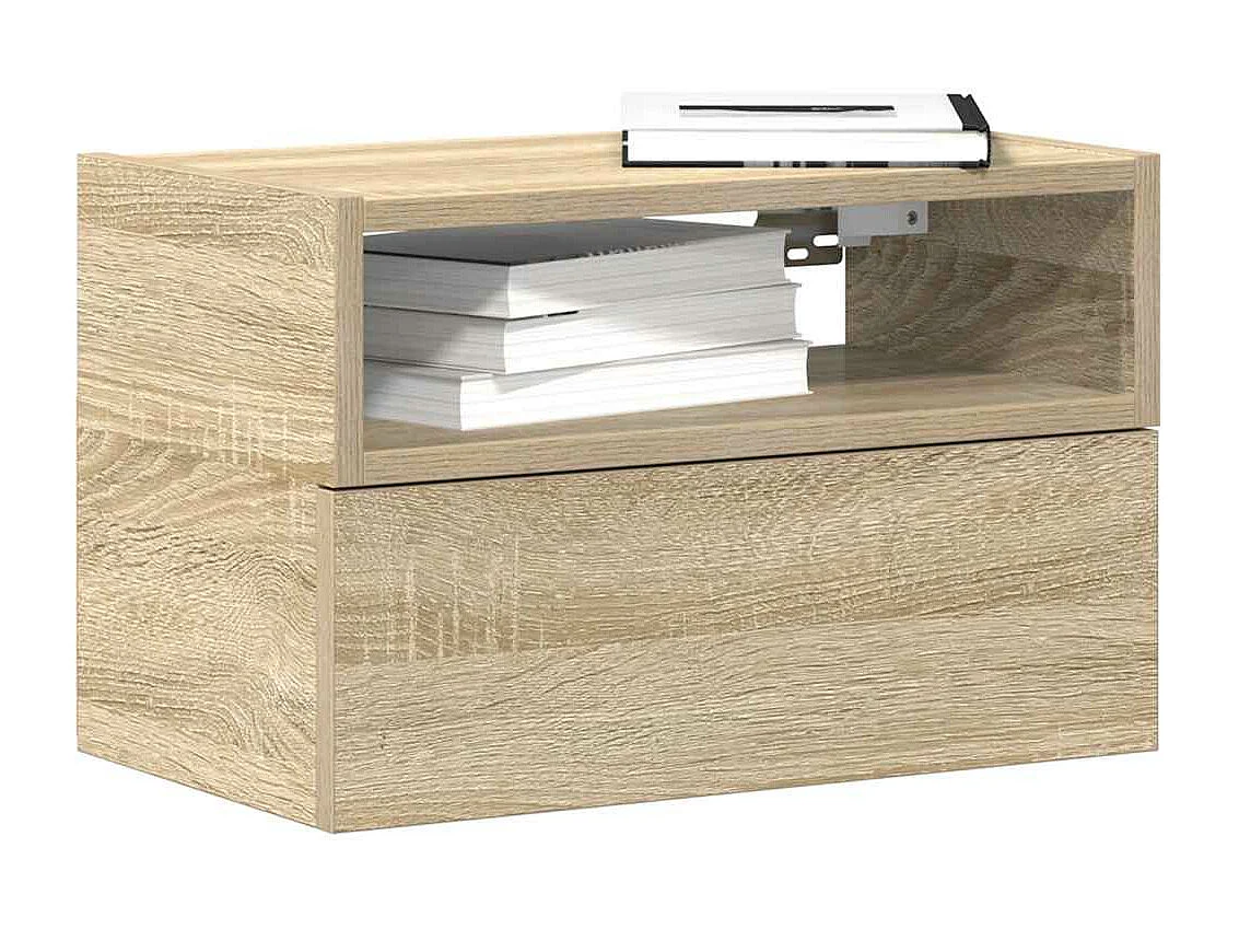 Table de chevet murale chêne sonoma 45x26x28,5 cm