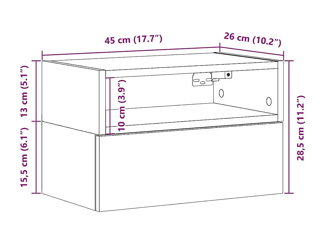 Tables de chevet murales 2 pcs sonoma gris 45x26x28,5 cm
