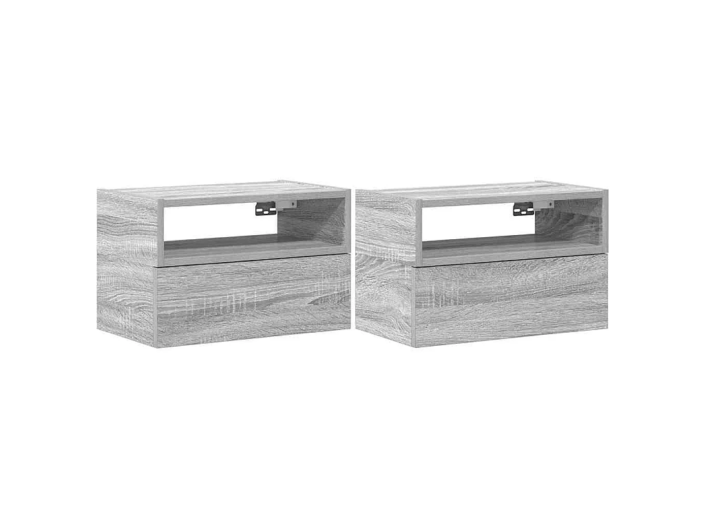 Nachtkastjes 2st wandgemonteerd 45x26x28,5cm grijs sonoma eiken
