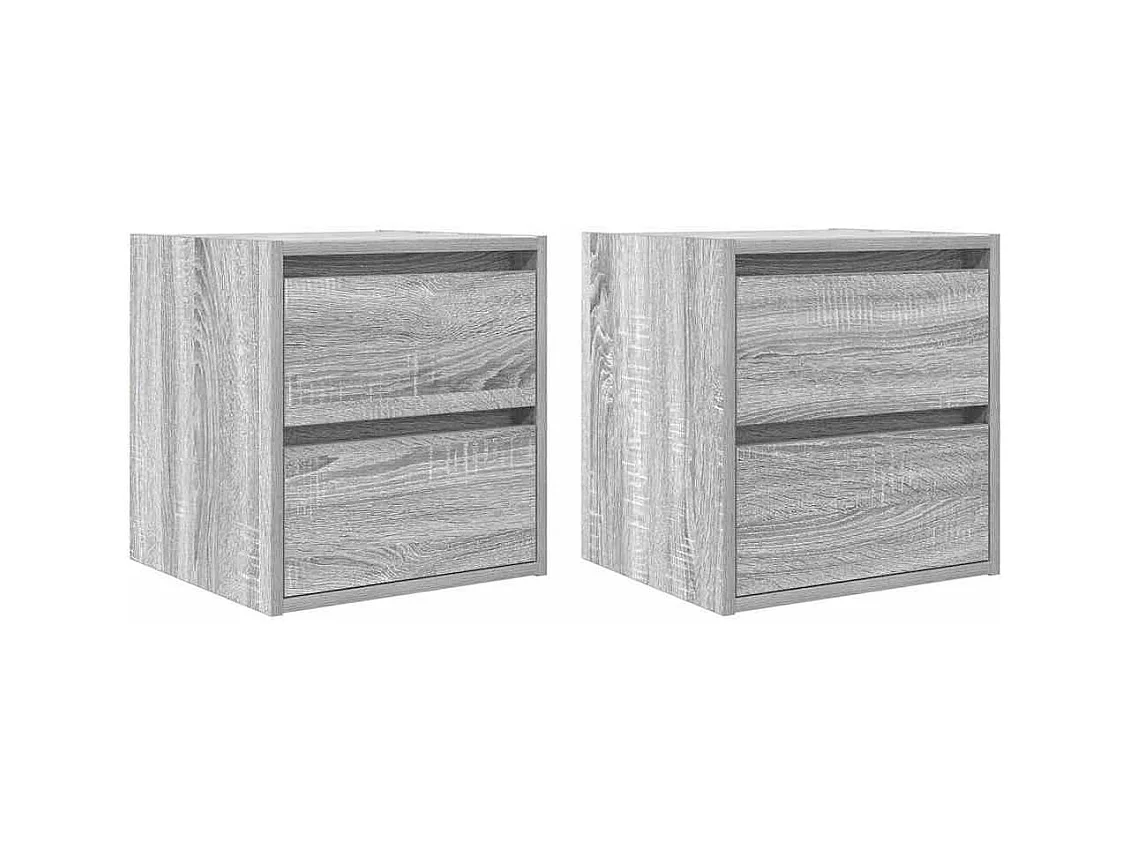 Nachtkastjes 2 st wandgemonteerd 38x34x40 cm grijs sonoma eiken