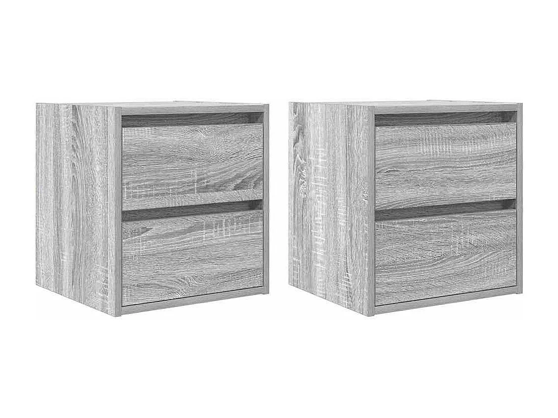 Wand-Nachttische 2 Stk. Grau Sonoma 38x34x40 cm