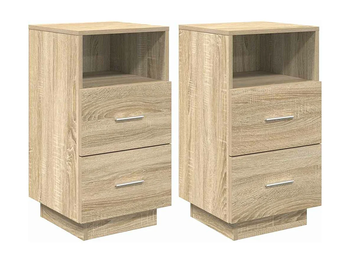 Tables de chevet 2 pcs avec 2 tiroirs chêne sonoma 36x36x68 cm