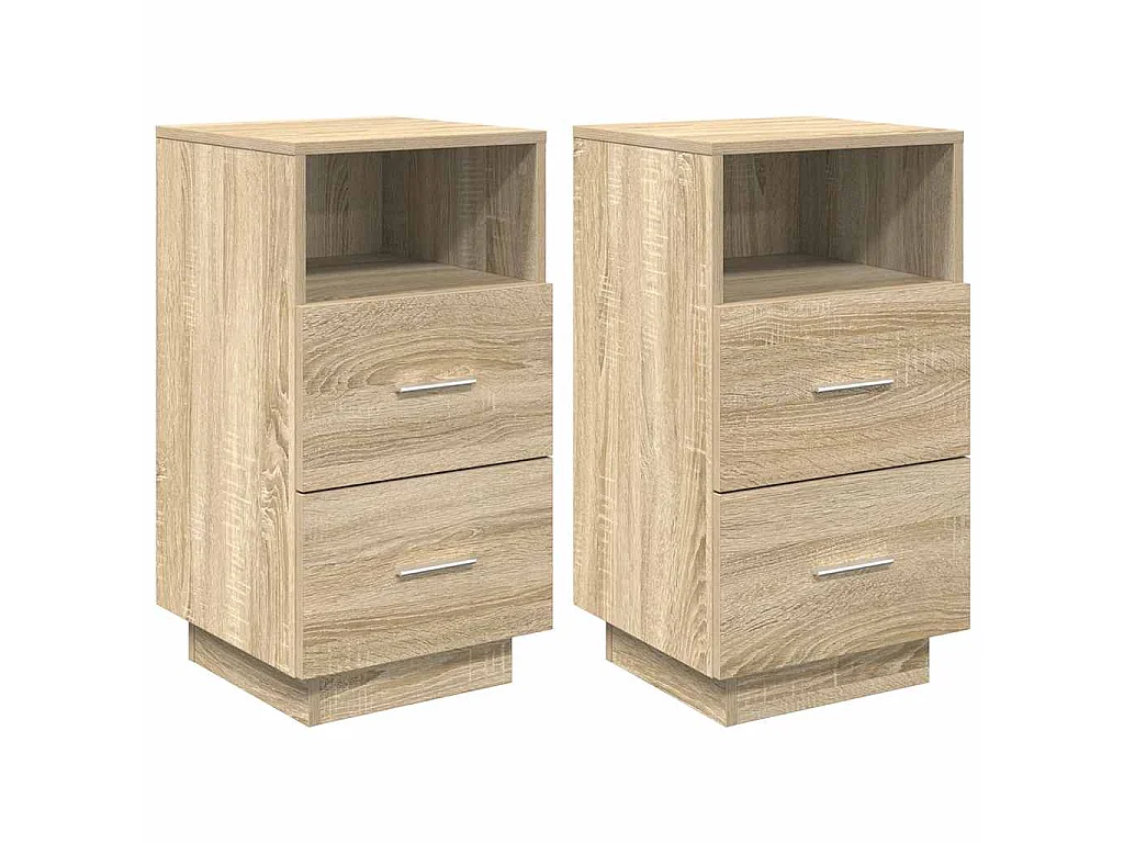 Nachtkastjes 2 st met 2 lades 36x36x68 cm sonoma eikenkleurig