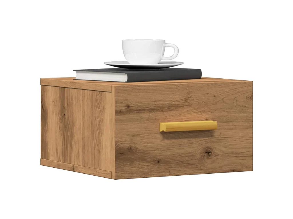 Mesa de cabeceira de parede 35x35x20 cm cor carvalho artisiano