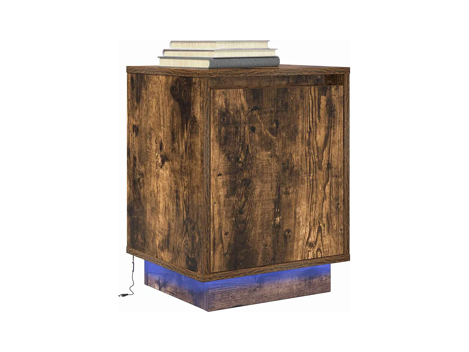 Table de chevet avec lumières LED chêne fumé 38x34x50 cm