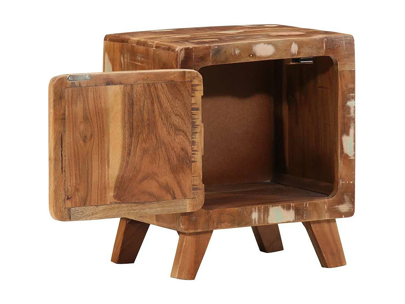 Mesita de noche 40x32x46 cm madera maciza reciclada