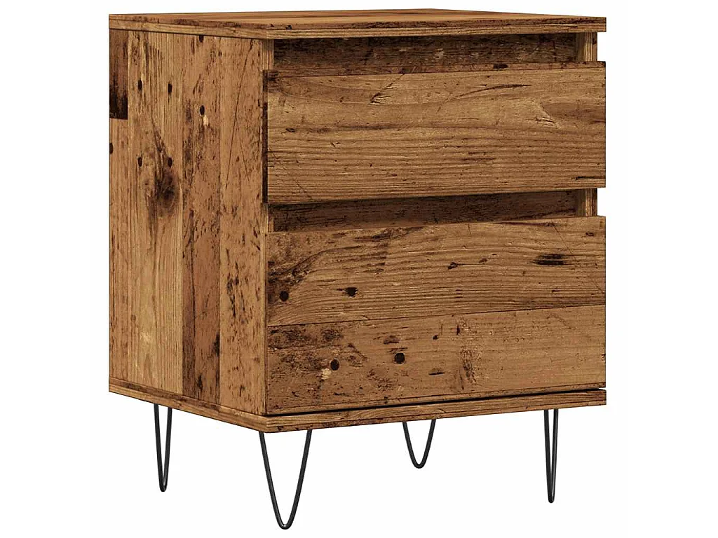 Mesita de noche madera ingeniería madera envejecida 40x35x50 cm