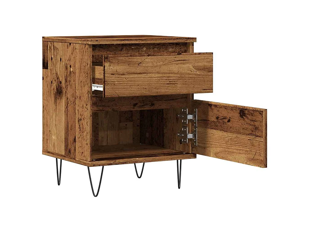 Mesita de noche madera ingeniería madera envejecida 40x35x50 cm