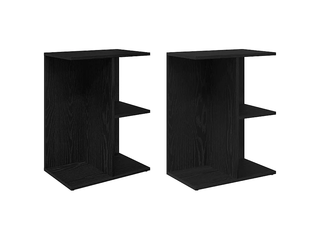 Nachttische 2 Stk. Schwarz Eichen-Optik 46,5x29x61 cm