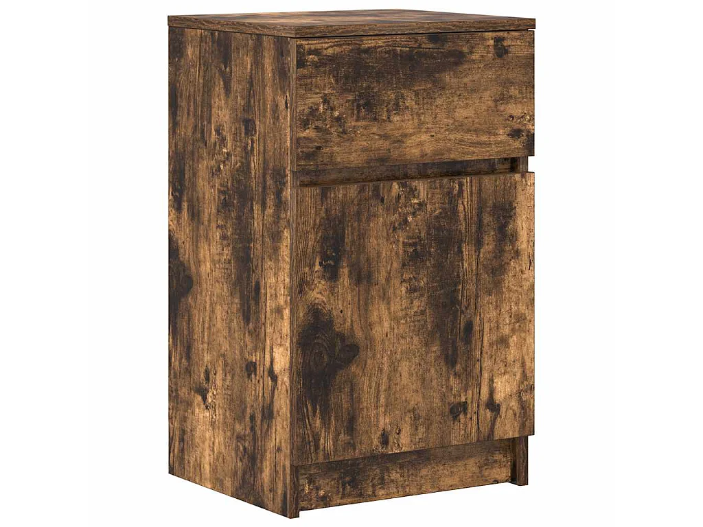 Nachtkastje 39x35x65 cm bewerkt hout gerookt eikenkleurig