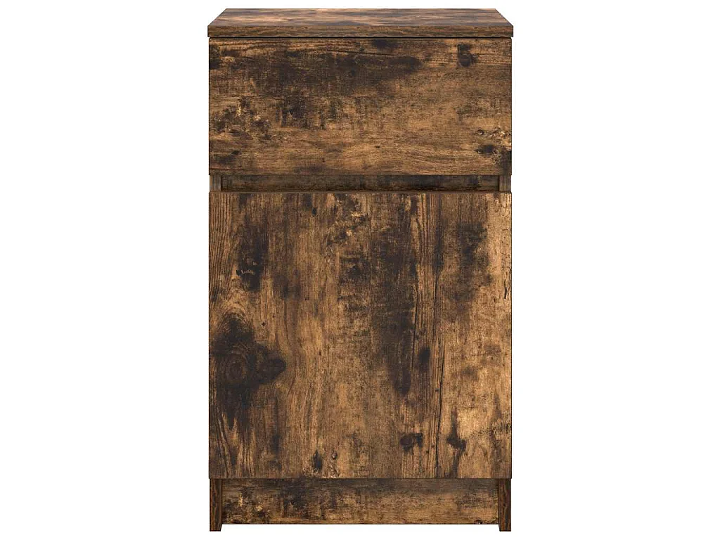 Nachtkastje 39x35x65 cm bewerkt hout gerookt eikenkleurig