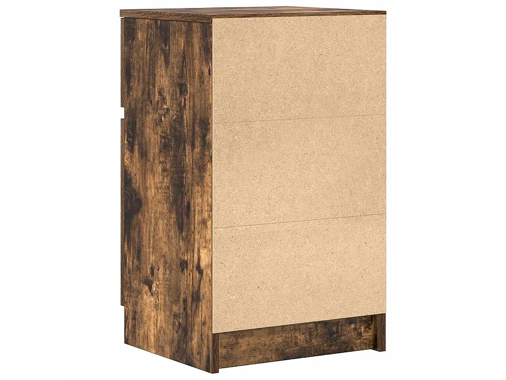 Nachtkastje 39x35x65 cm bewerkt hout gerookt eikenkleurig