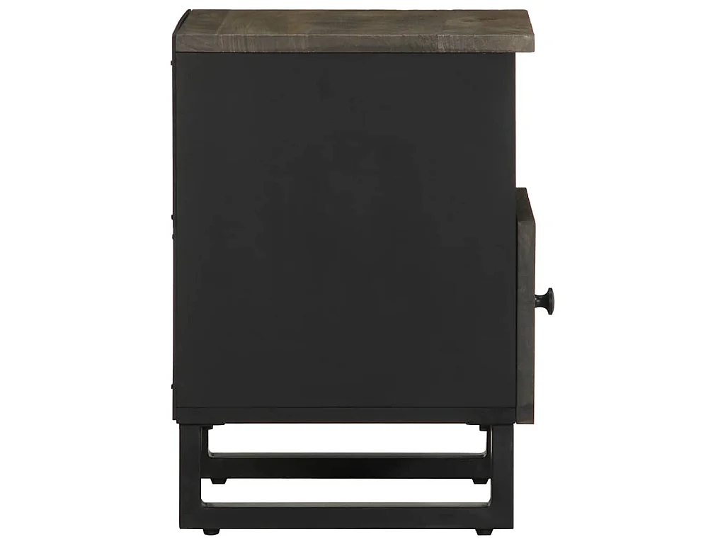Table de chevet noir 40x33x46 cm bois de manguier solide
