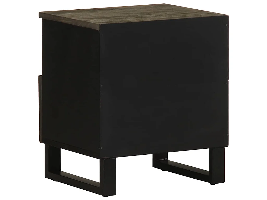 Table de chevet noir 40x33x46 cm bois de manguier solide
