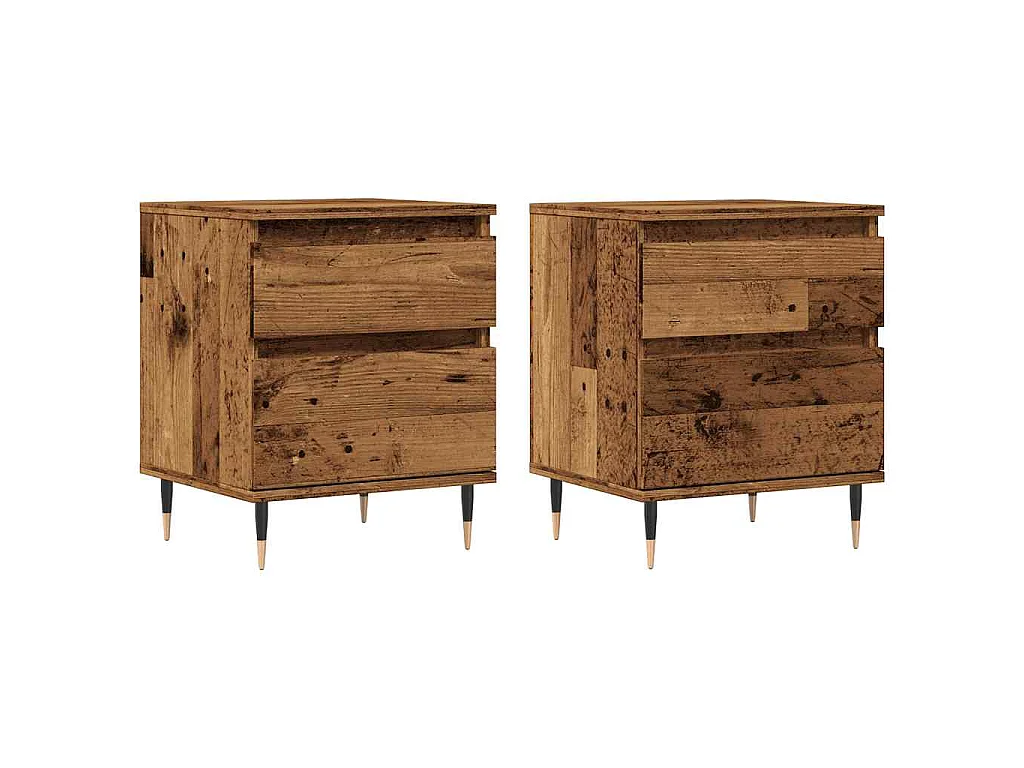 Comodini 2pz Legno Antico 40x35x50 cm in Legno Multistrato