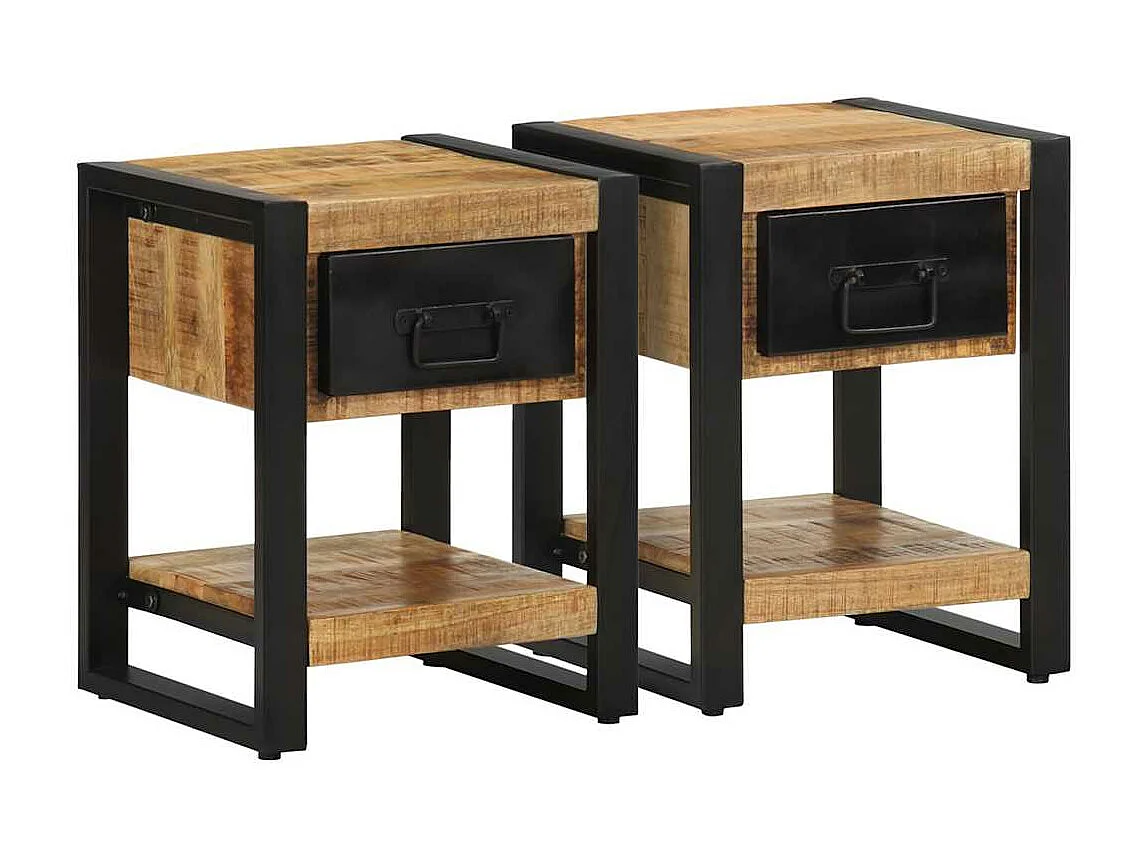 Tables de chevet 2 pcs bois de manguier massif brut