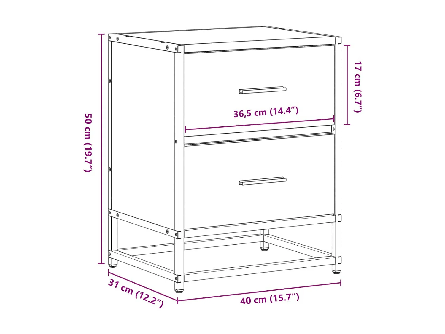Nachttisch Braun Eichen-Optik 40x31x50 cm Holzwerkstoff