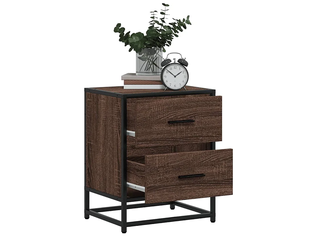 Nachtkastje 40x31x50 cm bewerkt hout bruin eikenkleurig