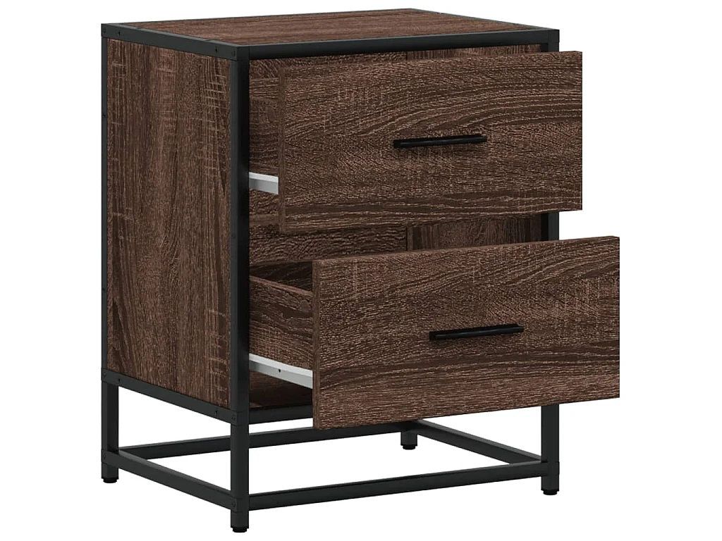 Nachtkastje 40x31x50 cm bewerkt hout bruin eikenkleurig