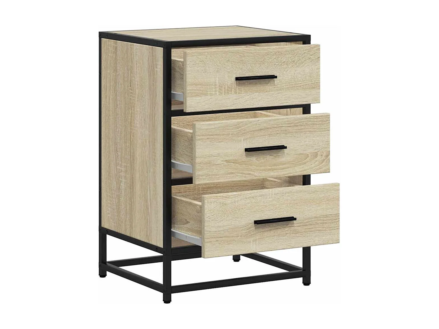 Table de chevet chêne sonoma 40x34,5x60cm bois ingénierie métal