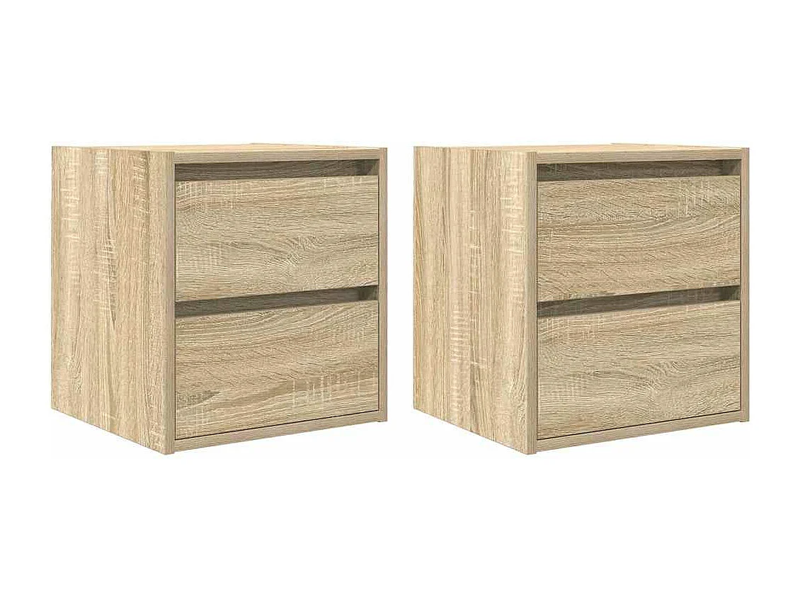 Mesillas de noche de pared 2 uds roble Sonoma 38x34x40 cm