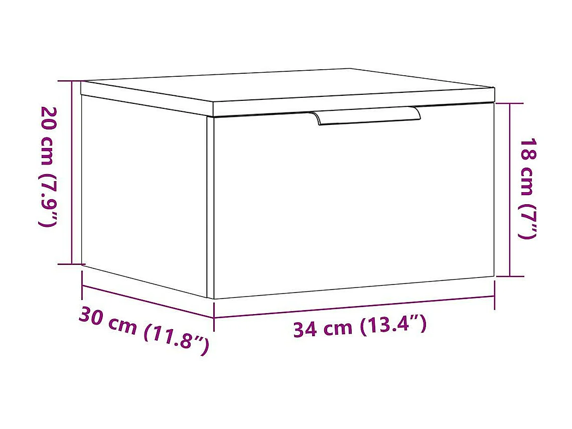 Nachtkastjes wandgemonteerd 2 st 34x30x20 cm oud houtkleurig