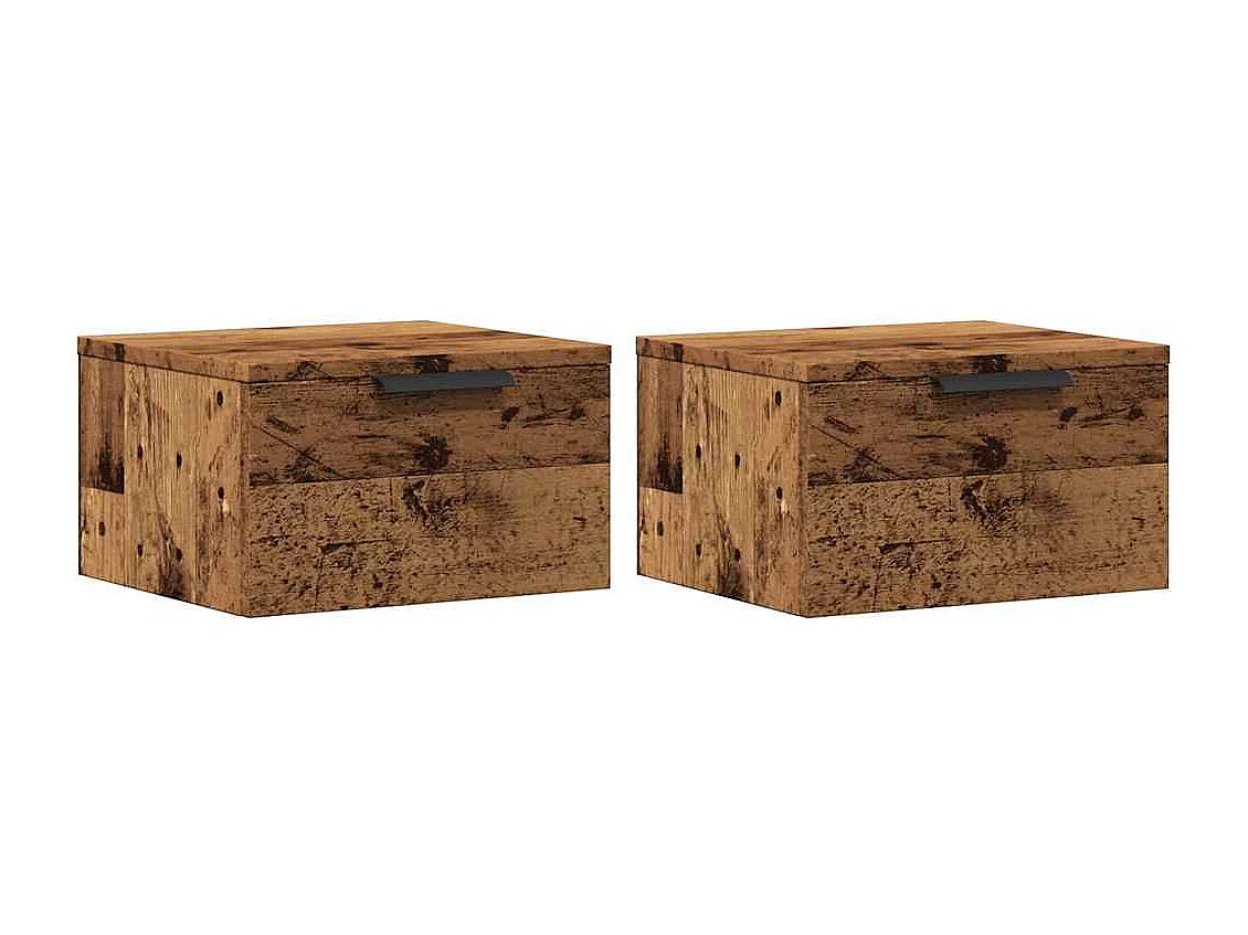Tables de chevet murales 2 pcs vieux bois 34x30x20 cm