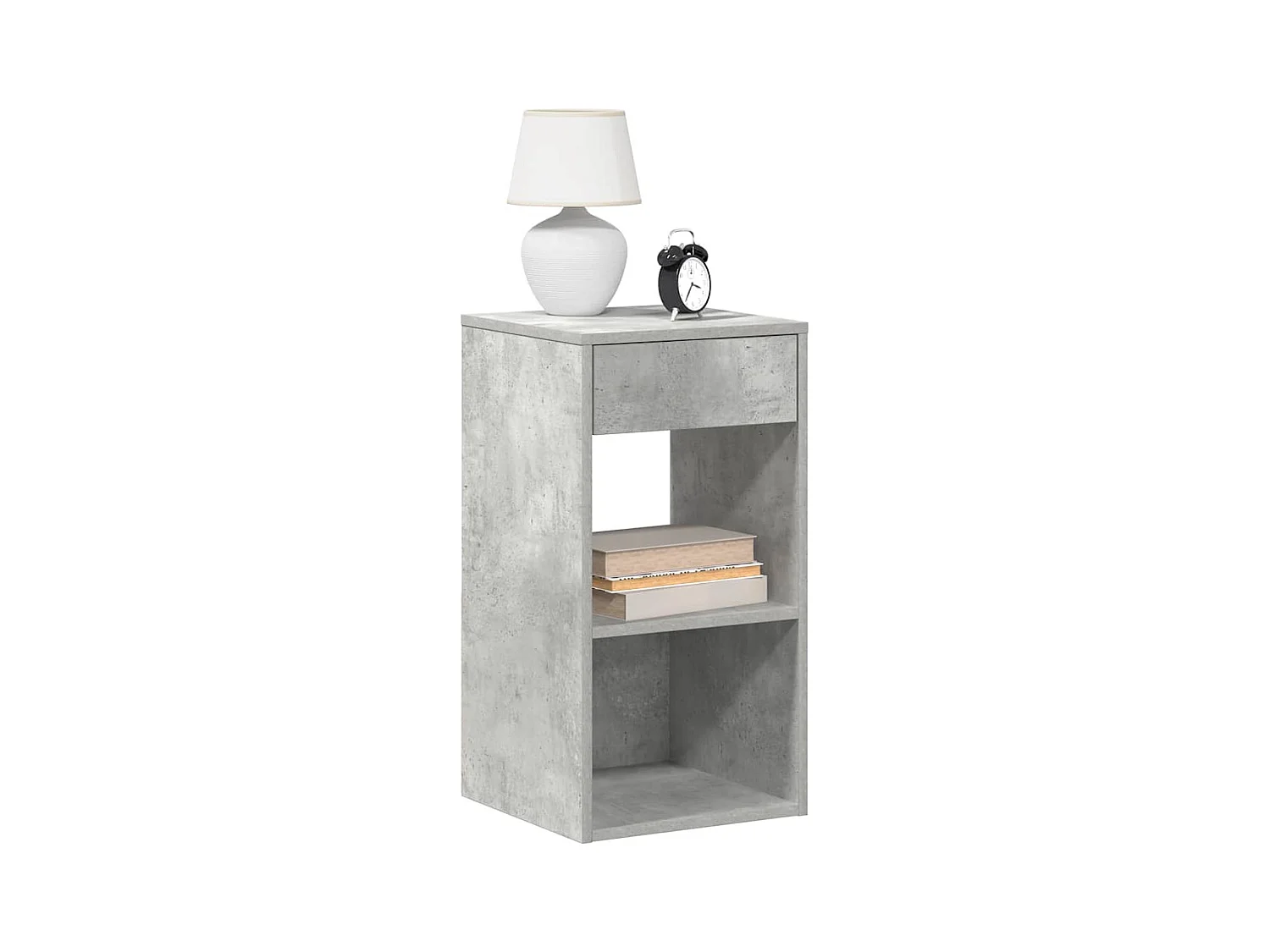 Table de chevet avec tiroir gris béton 35x34x66,5 cm