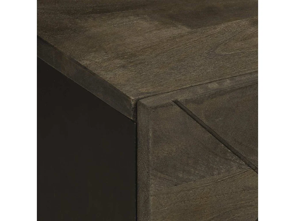 Nachttisch Schwarz 40x33x46 cm Massivholz Mango