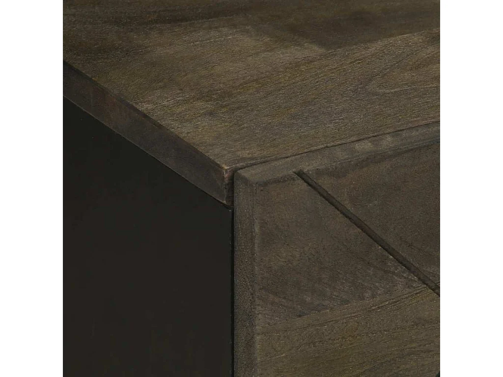 Table de chevet noir 40x33x46 cm bois de manguier solide