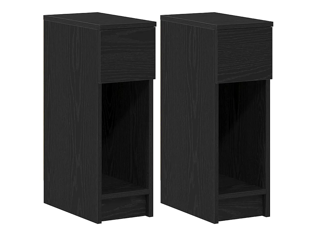 Tables de chevet avec tiroir 2 pcs chêne noir 20x36x60 cm